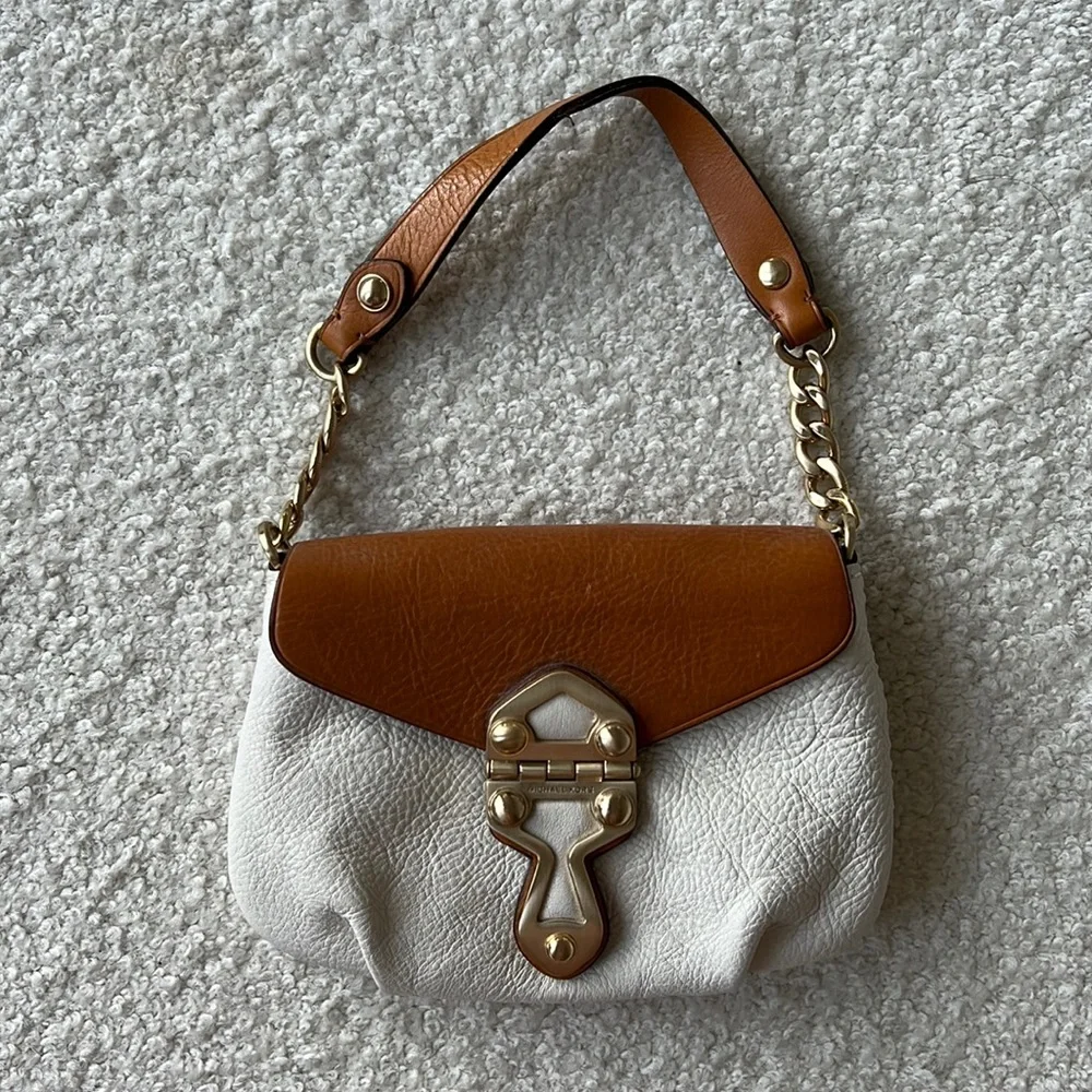 Michael Kors white and brown leather mini bag - Picture 1 of 6